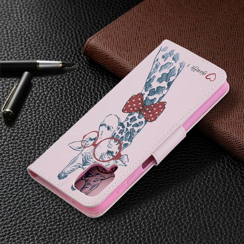 Capa Folio Para Samsung Galaxy M12 / A12 Girafa Inteligente