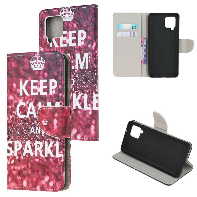 Capa Folio Para Samsung Galaxy M12 / A12 Mantenha A Calma E Brilhe