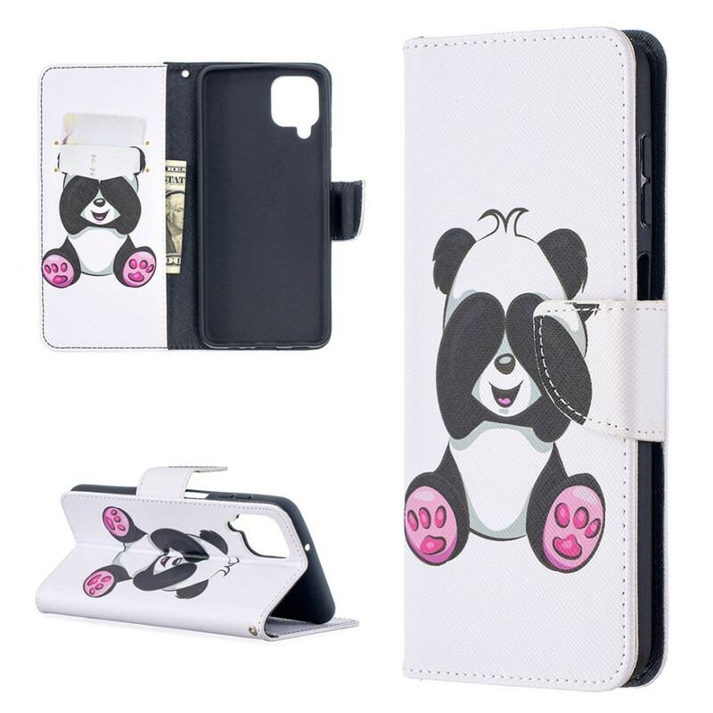 Capa Folio Para Samsung Galaxy M12 / A12 Panda Divertido