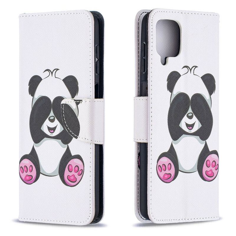 Capa Folio Para Samsung Galaxy M12 / A12 Panda Divertido