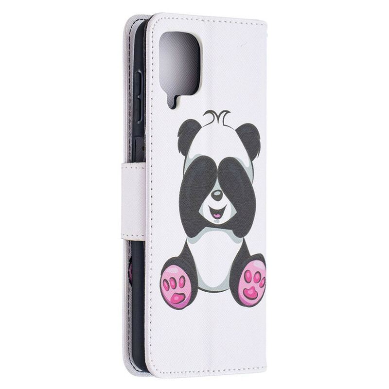 Capa Folio Para Samsung Galaxy M12 / A12 Panda Divertido