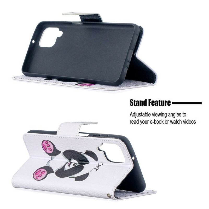 Capa Folio Para Samsung Galaxy M12 / A12 Panda Divertido