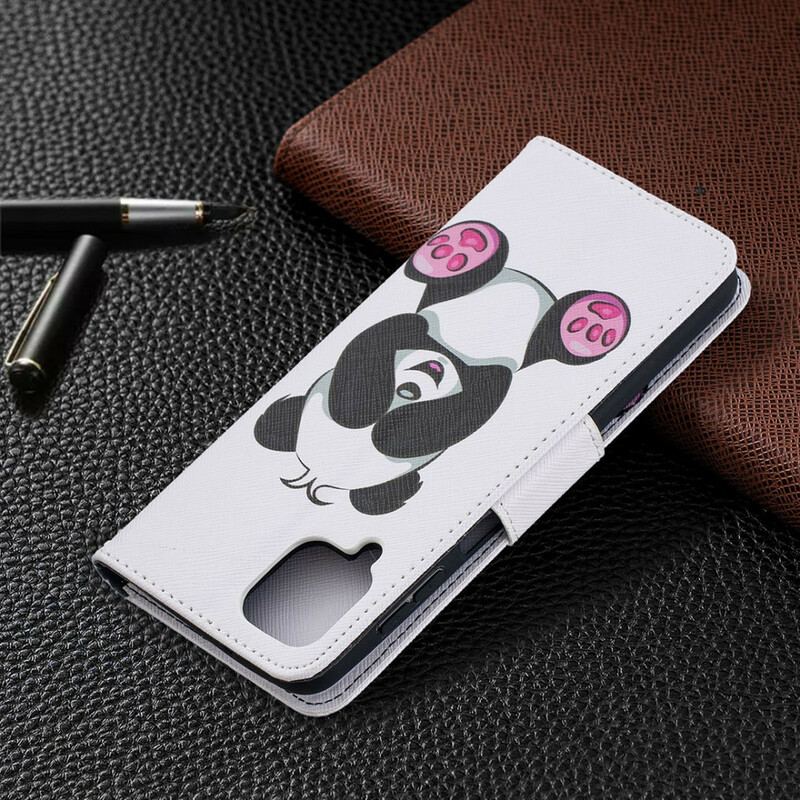 Capa Folio Para Samsung Galaxy M12 / A12 Panda Divertido