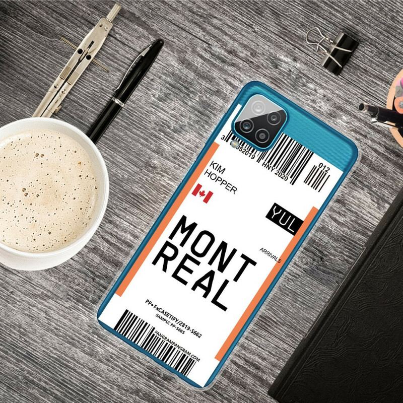 Capa Para Samsung Galaxy M12 / A12 Cartão De Embarque Para Montreal