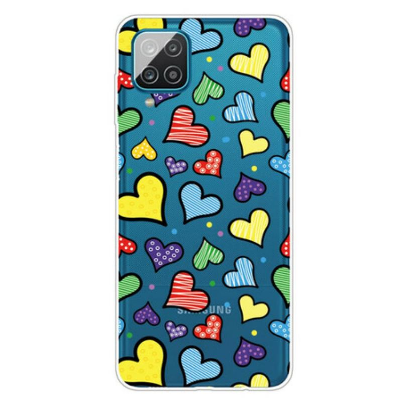 Capa Para Samsung Galaxy M12 / A12 Corações Multicoloridos