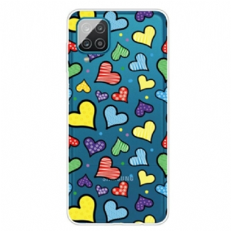 Capa Para Samsung Galaxy M12 / A12 Corações Multicoloridos