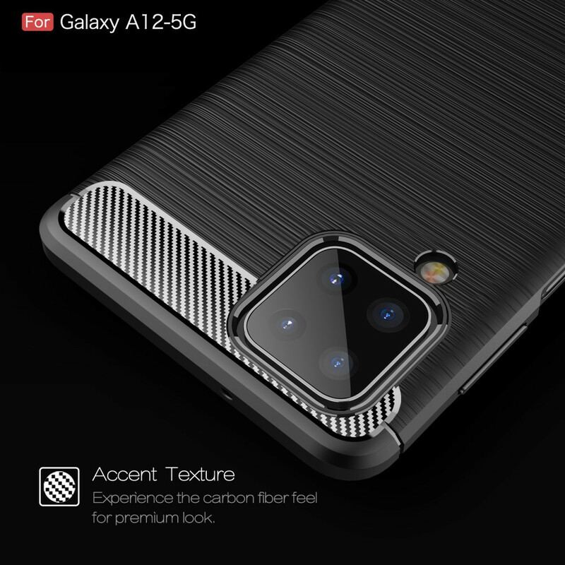 Capa Para Samsung Galaxy M12 / A12 Fibra De Carbono Escovada