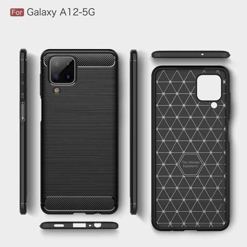 Capa Para Samsung Galaxy M12 / A12 Fibra De Carbono Escovada