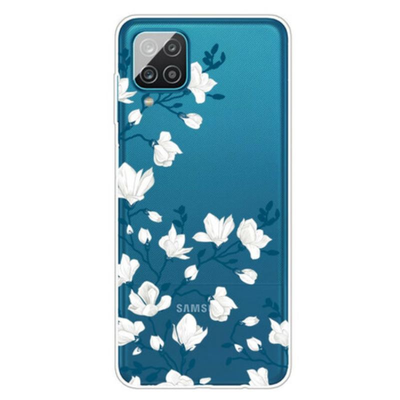 Capa Para Samsung Galaxy M12 / A12 Flores Brancas