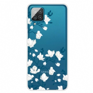 Capa Para Samsung Galaxy M12 / A12 Flores Brancas