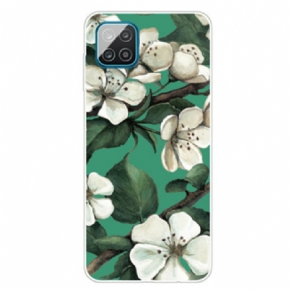 Capa Para Samsung Galaxy M12 / A12 Flores Brancas Pintadas