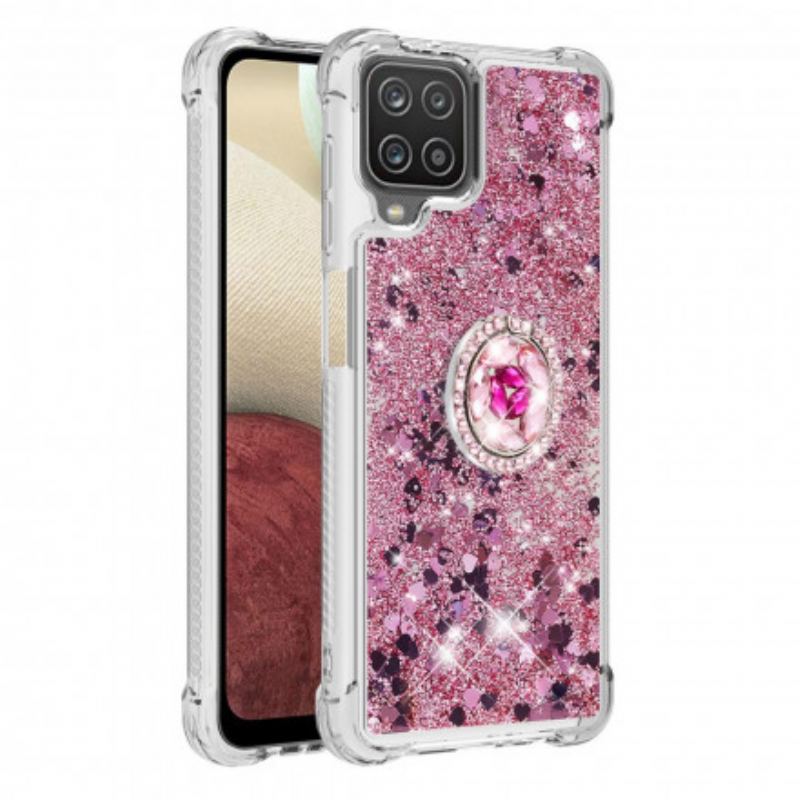 Capa Para Samsung Galaxy M12 / A12 Lantejoulas Com Suporte De Anel