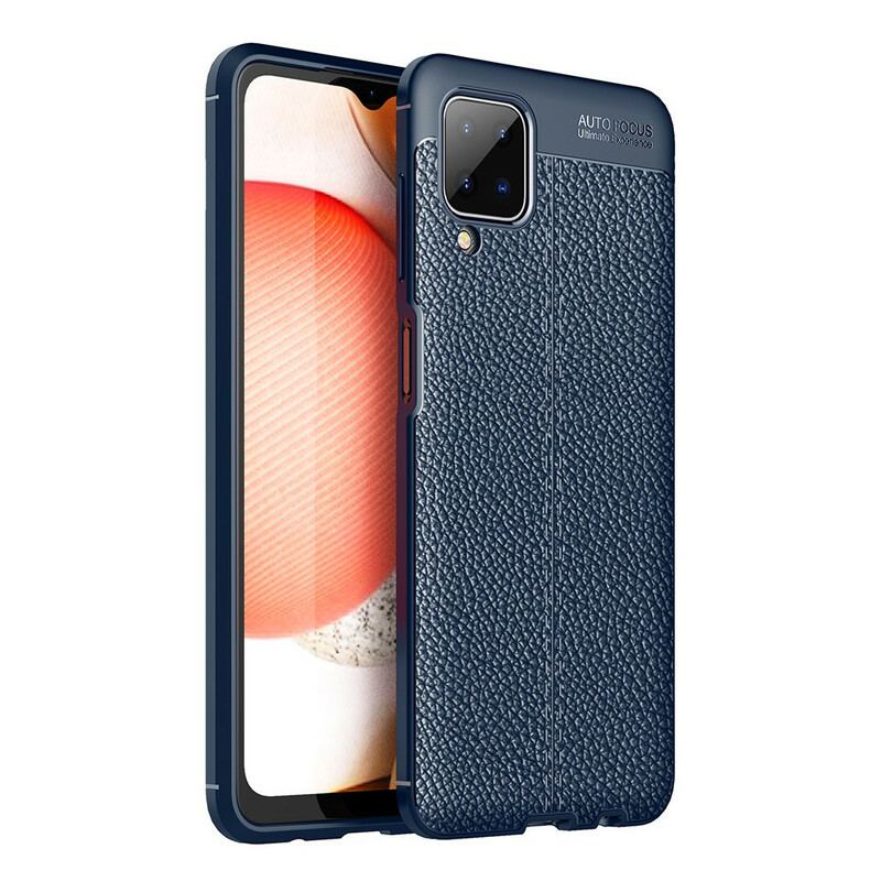 Capa Para Samsung Galaxy M12 / A12 Linha Dupla Efeito Couro Litchi