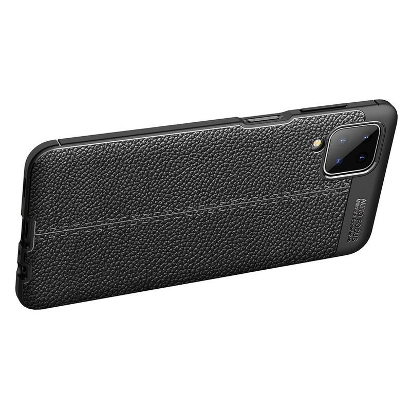 Capa Para Samsung Galaxy M12 / A12 Linha Dupla Efeito Couro Litchi