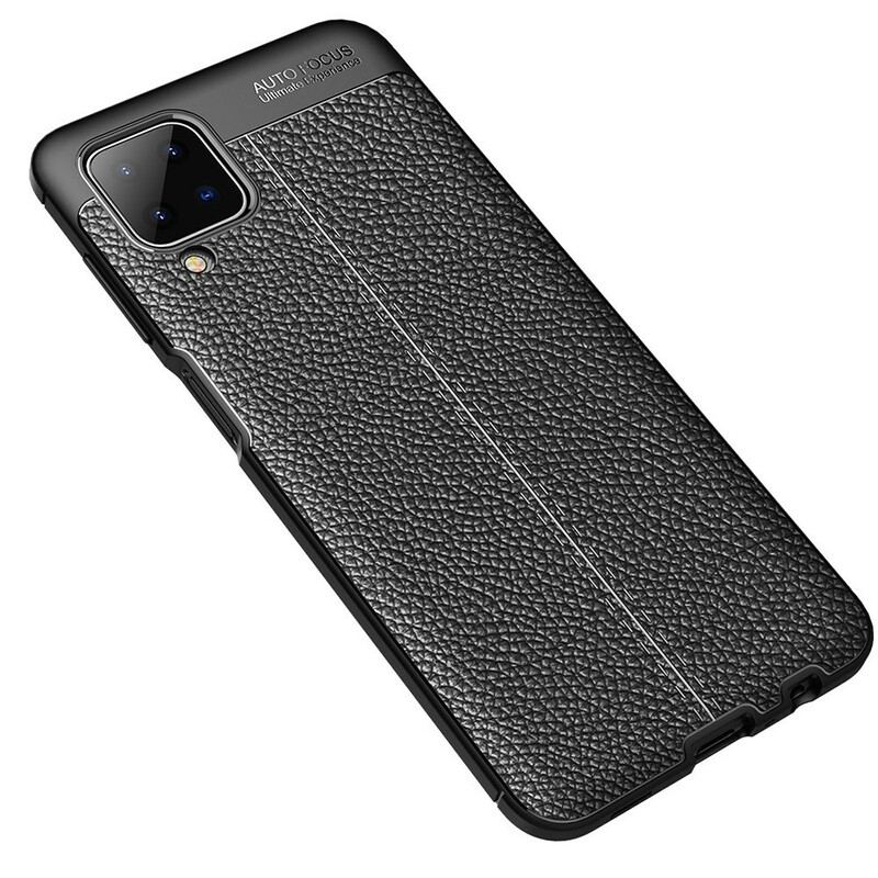 Capa Para Samsung Galaxy M12 / A12 Linha Dupla Efeito Couro Litchi