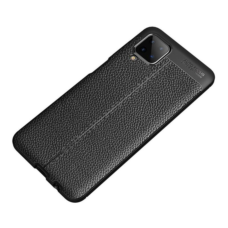 Capa Para Samsung Galaxy M12 / A12 Linha Dupla Efeito Couro Litchi