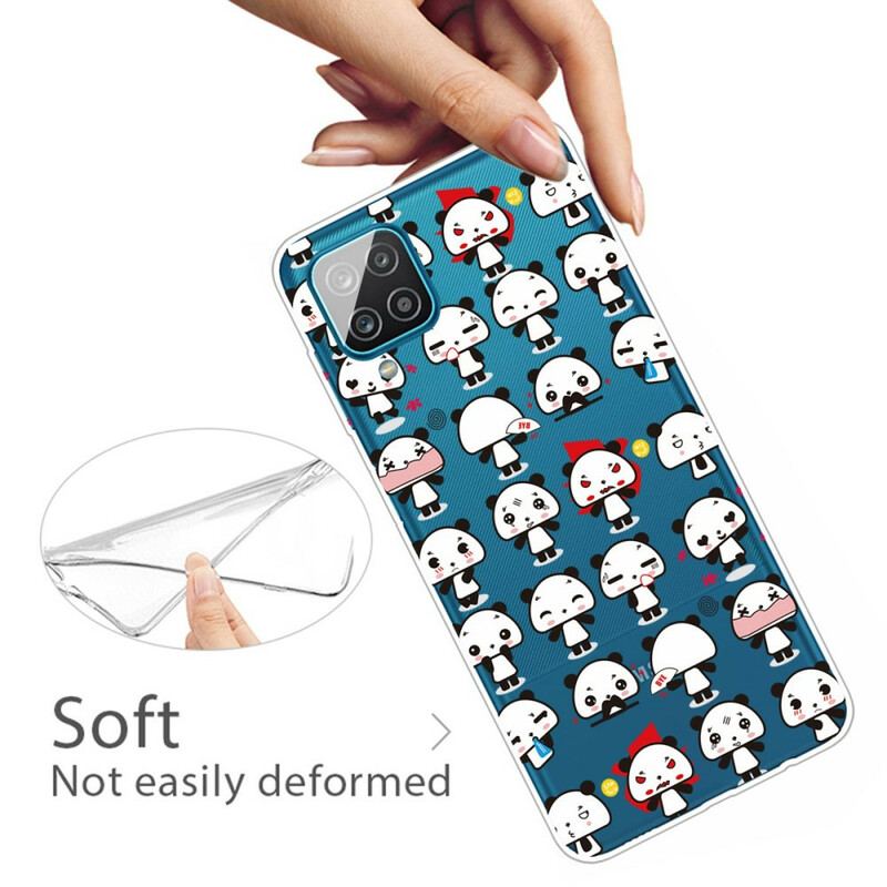 Capa Para Samsung Galaxy M12 / A12 Pandas Engraçados Sem Costura