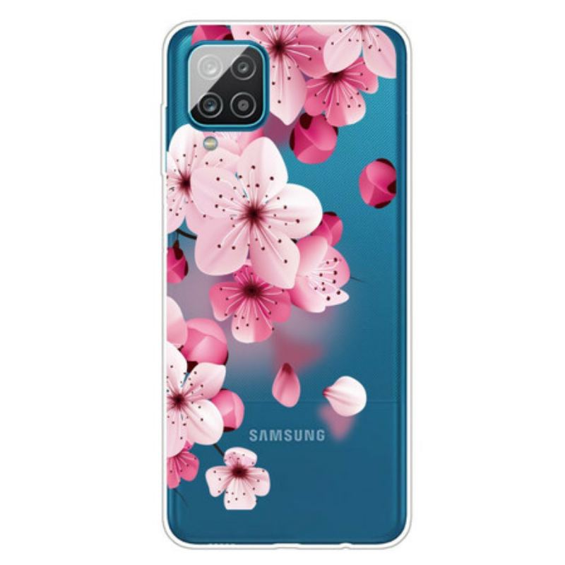 Capa Para Samsung Galaxy M12 / A12 Pequenas Flores Cor De Rosa