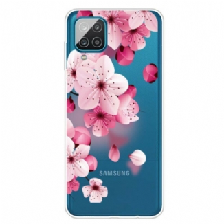 Capa Para Samsung Galaxy M12 / A12 Pequenas Flores Cor De Rosa