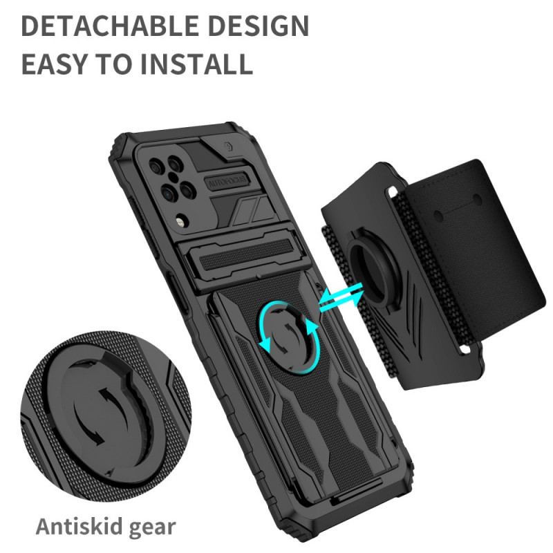 Capa Para Samsung Galaxy M12 / A12 Porta-cartões Com Zíper E Suporte