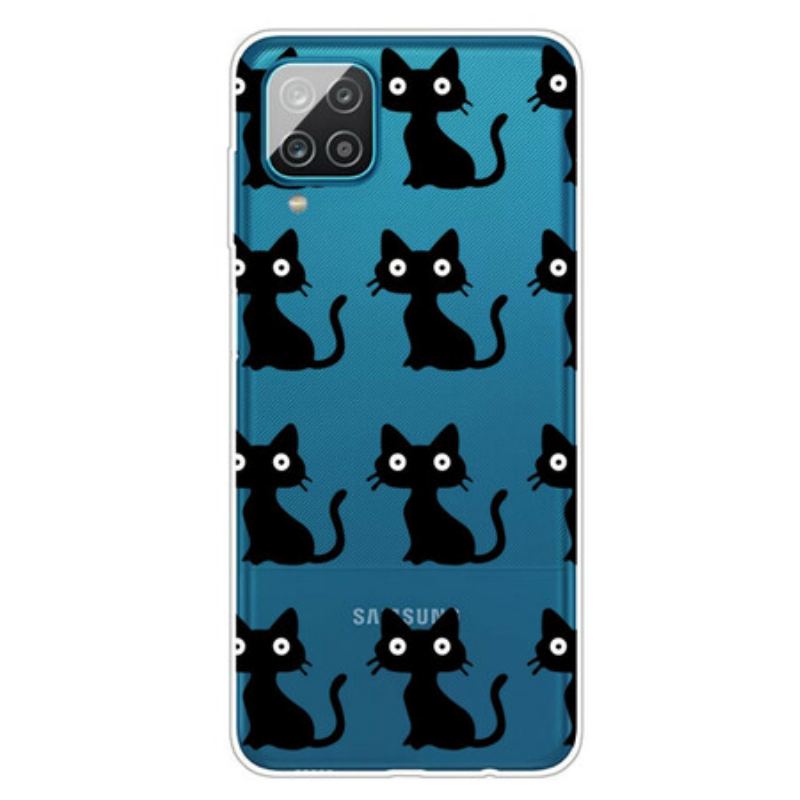 Capa Para Samsung Galaxy M12 / A12 Vários Gatos Pretos