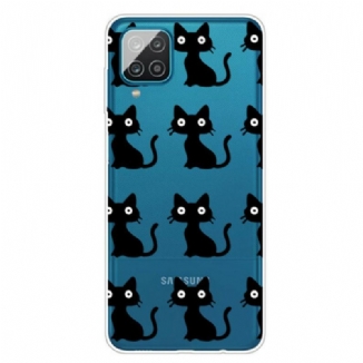 Capa Para Samsung Galaxy M12 / A12 Vários Gatos Pretos