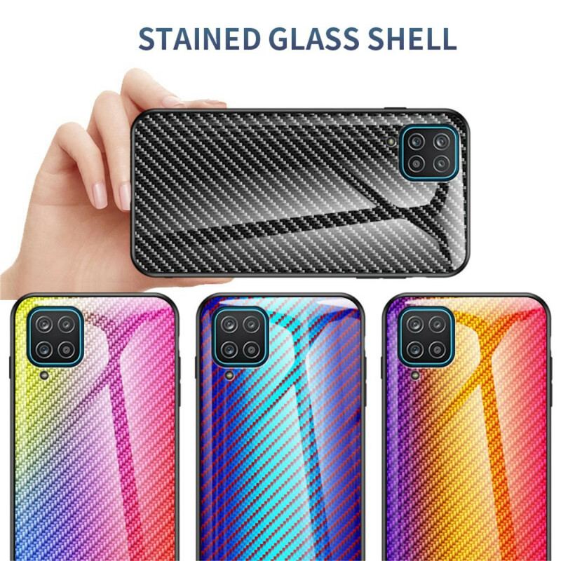 Capa Para Samsung Galaxy M12 / A12 Vidro Temperado De Fibra De Carbono