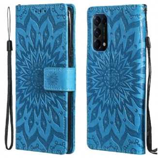 Capa De Couro Para Oppo Find X3 Lite Flor Do Sol