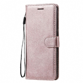 Capa Em Pele Para Oppo Find X3 Lite De Cordão Efeito De Couro Com Tiras