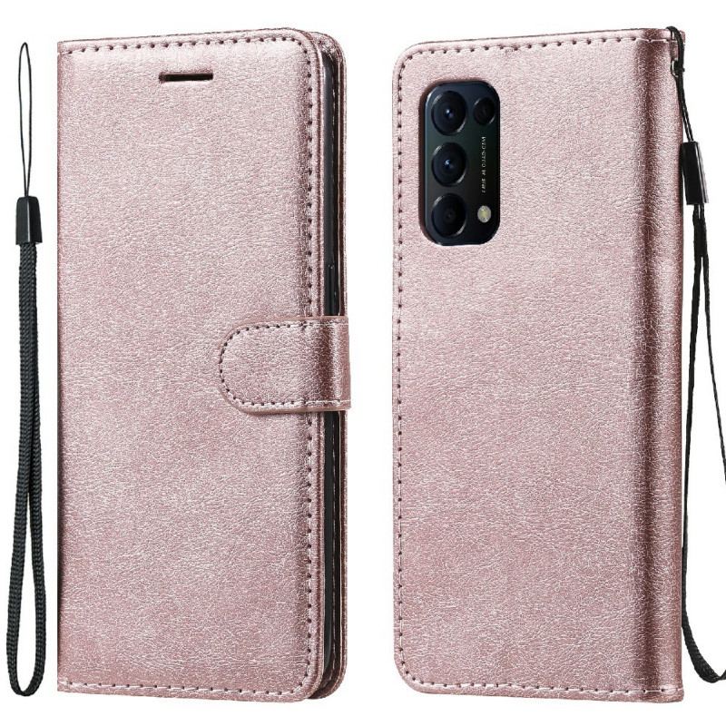 Capa Em Pele Para Oppo Find X3 Lite De Cordão Efeito De Couro Com Tiras