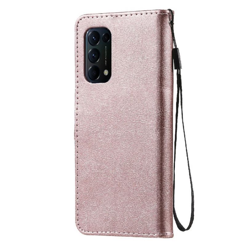 Capa Em Pele Para Oppo Find X3 Lite De Cordão Efeito De Couro Com Tiras