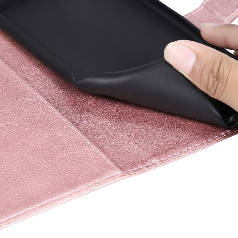 Capa Em Pele Para Oppo Find X3 Lite De Cordão Efeito De Couro Com Tiras