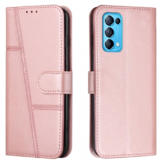 Capa Em Pele Para Oppo Find X3 Lite De Cordão Strappy Geo Leather Effect