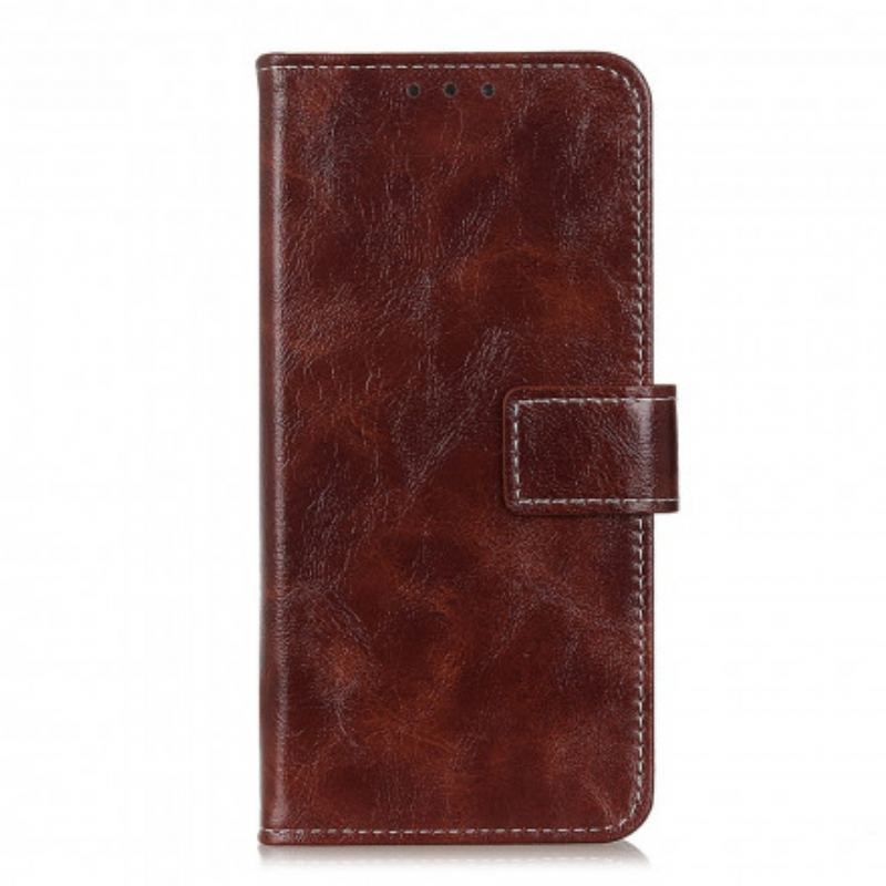 Capa Flip Para Oppo Find X3 Lite Costuras Expostas Efeito Couro