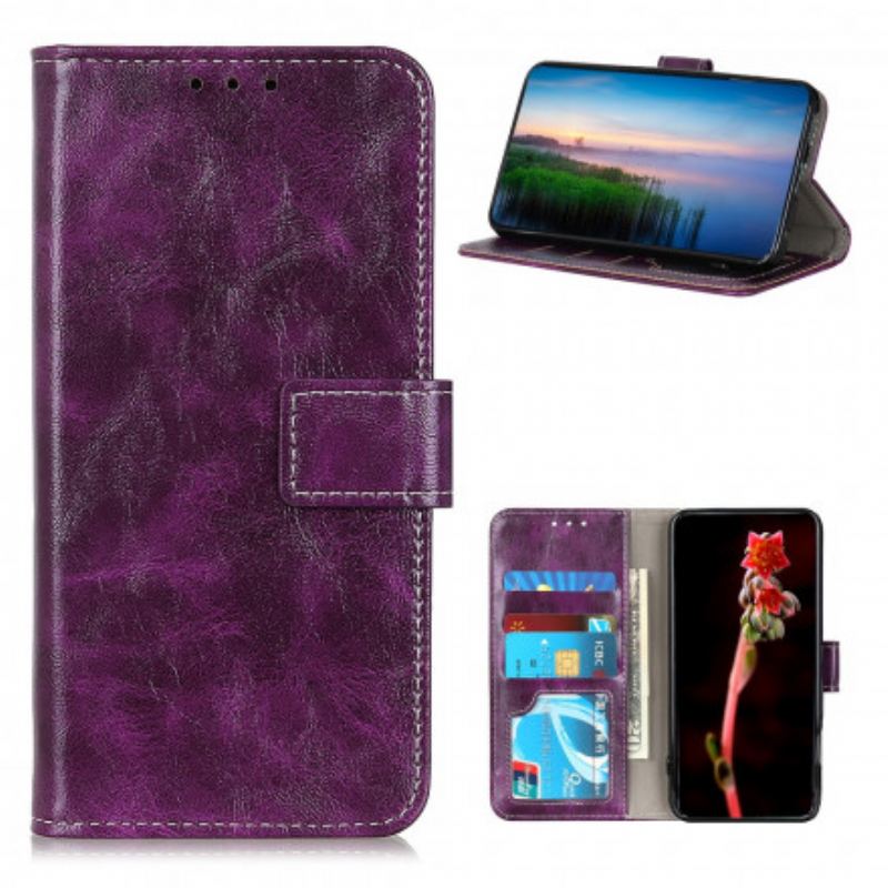 Capa Flip Para Oppo Find X3 Lite Costuras Expostas Efeito Couro