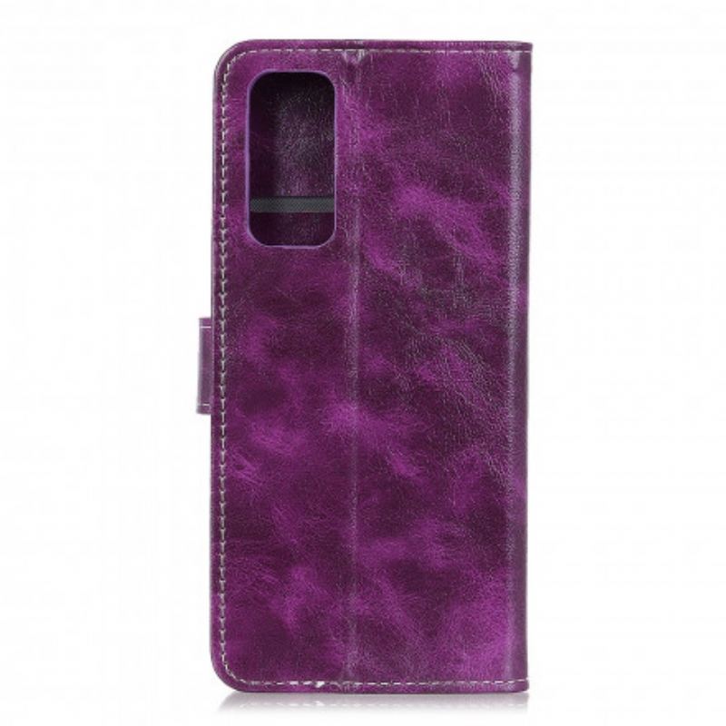 Capa Flip Para Oppo Find X3 Lite Costuras Expostas Efeito Couro