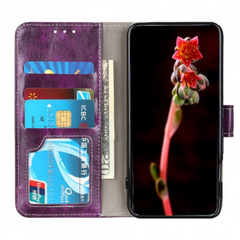 Capa Flip Para Oppo Find X3 Lite Costuras Expostas Efeito Couro