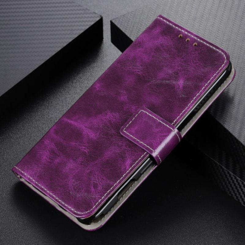 Capa Flip Para Oppo Find X3 Lite Costuras Expostas Efeito Couro