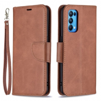 Capa Flip Para Oppo Find X3 Lite De Couro Retalho Liso Oblíquo