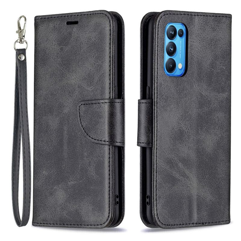 Capa Flip Para Oppo Find X3 Lite De Couro Retalho Liso Oblíquo