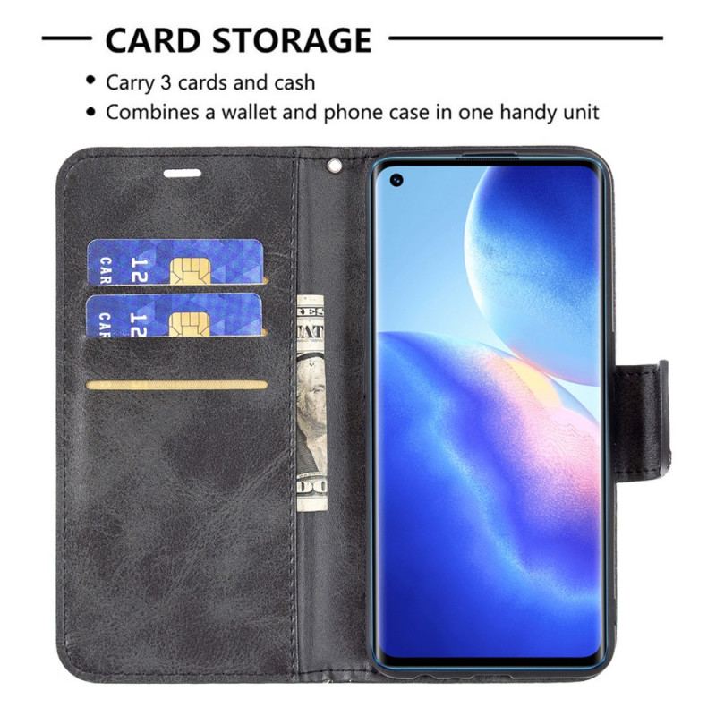 Capa Flip Para Oppo Find X3 Lite De Couro Retalho Liso Oblíquo