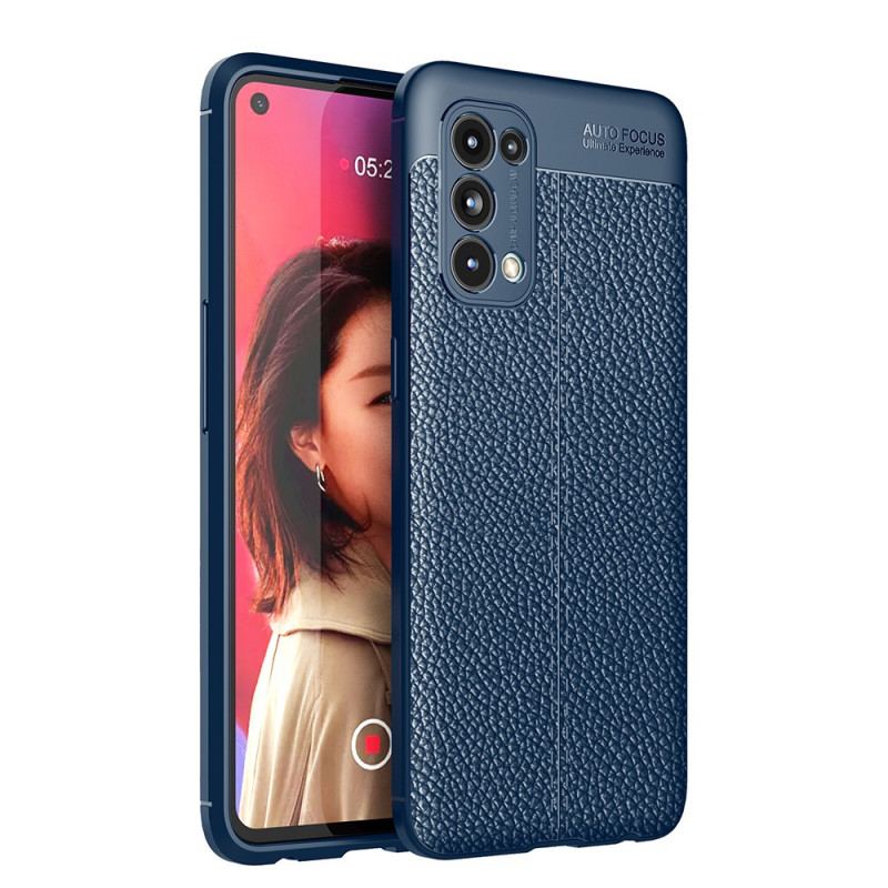 Capa Para Oppo Find X3 Lite Linha Dupla Efeito Couro Litchi