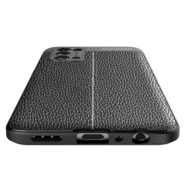 Capa Para Oppo Find X3 Lite Linha Dupla Efeito Couro Litchi