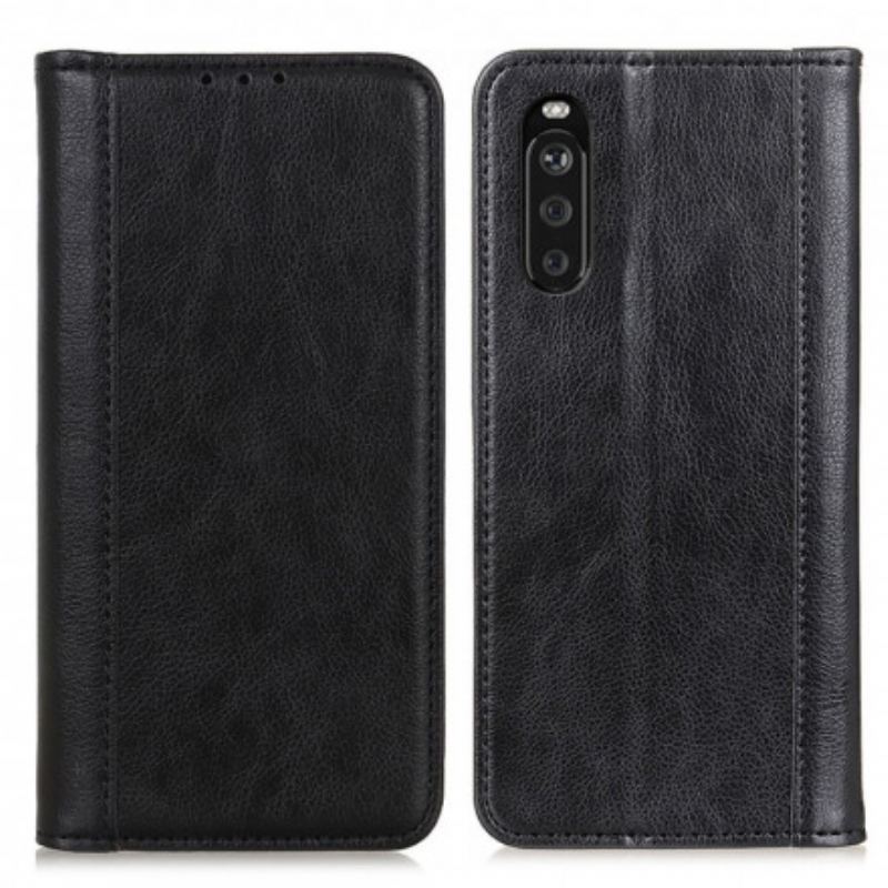 Capa De Celular Para Sony Xperia 5 III Flip Couro Litchi Elegance Dividido