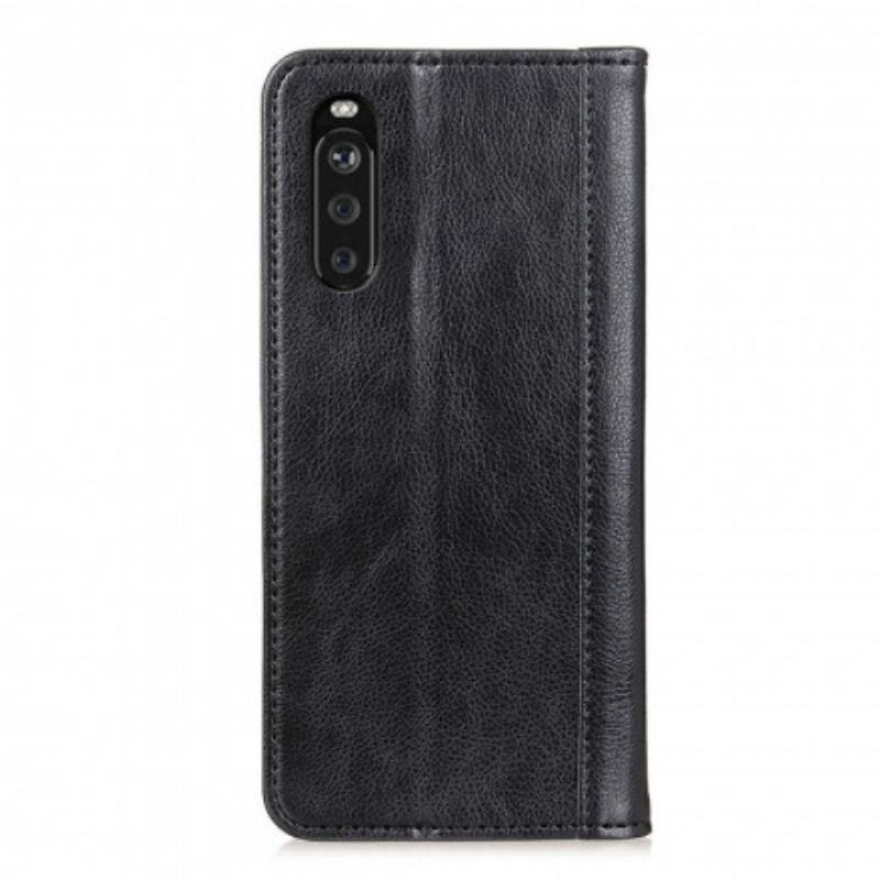 Capa De Celular Para Sony Xperia 5 III Flip Couro Litchi Elegance Dividido