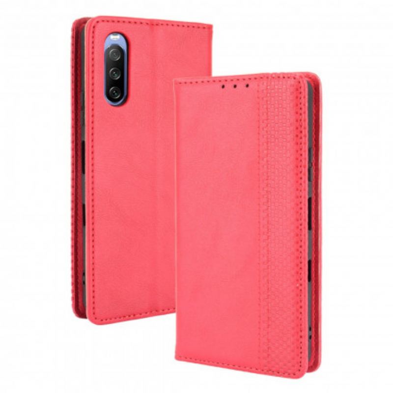 Capa De Celular Para Sony Xperia 5 III Flip Efeito Couro Vintage Estilizado