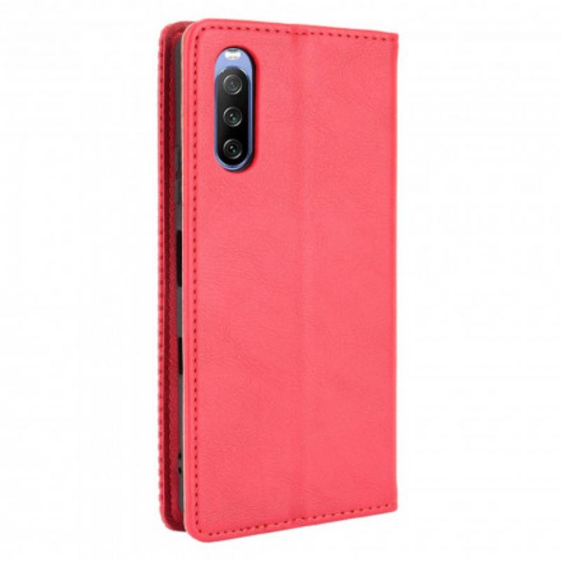 Capa De Celular Para Sony Xperia 5 III Flip Efeito Couro Vintage Estilizado