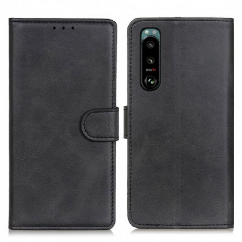 Capa De Couro Para Sony Xperia 5 III Efeito De Couro Fosco