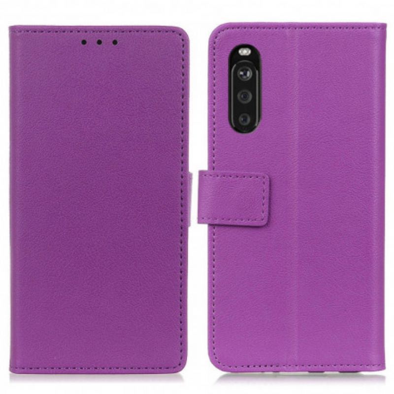 Capa De Couro Para Sony Xperia 5 III Couro Falso Clássico