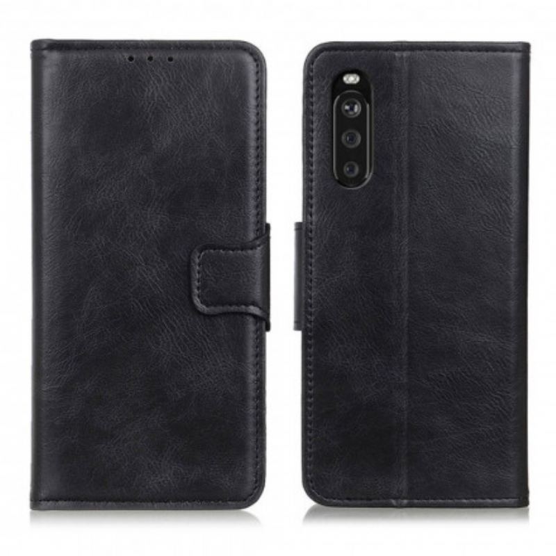 Capa De Couro Para Sony Xperia 5 III Fecho Reversível Efeito Couro